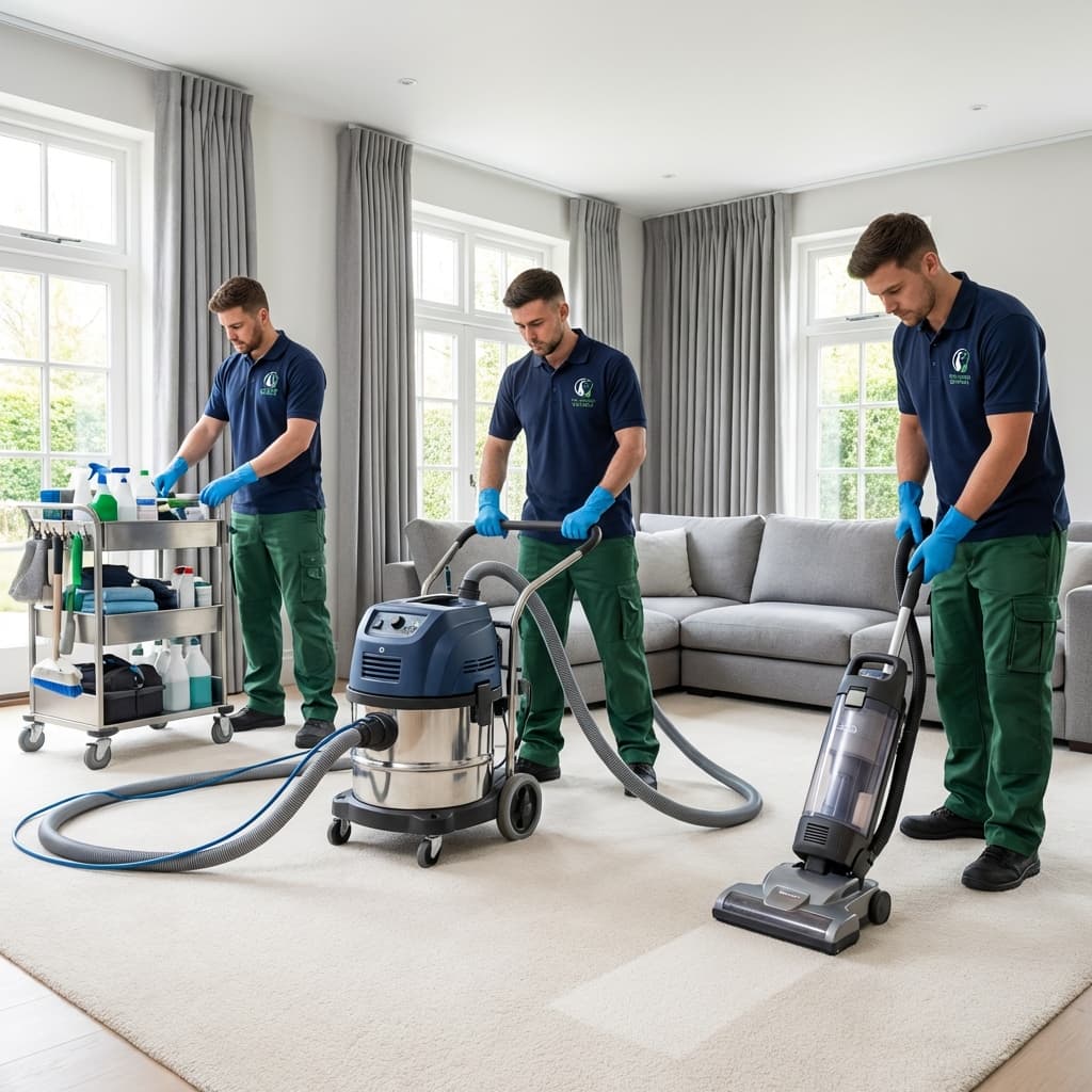 TSM team using professional carpet cleaning equipment